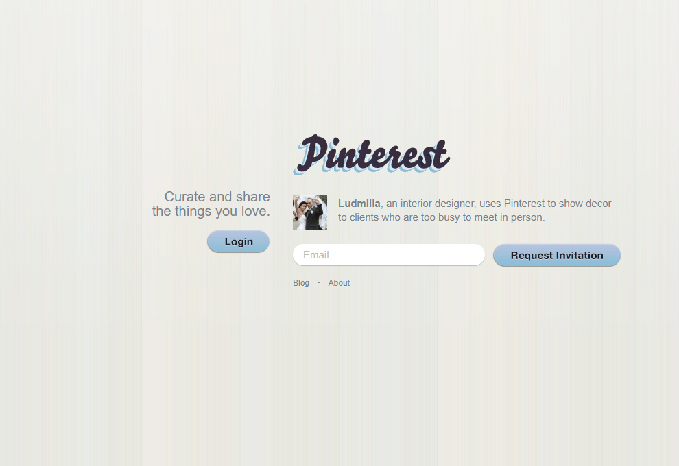 Pinterest early website in 2010