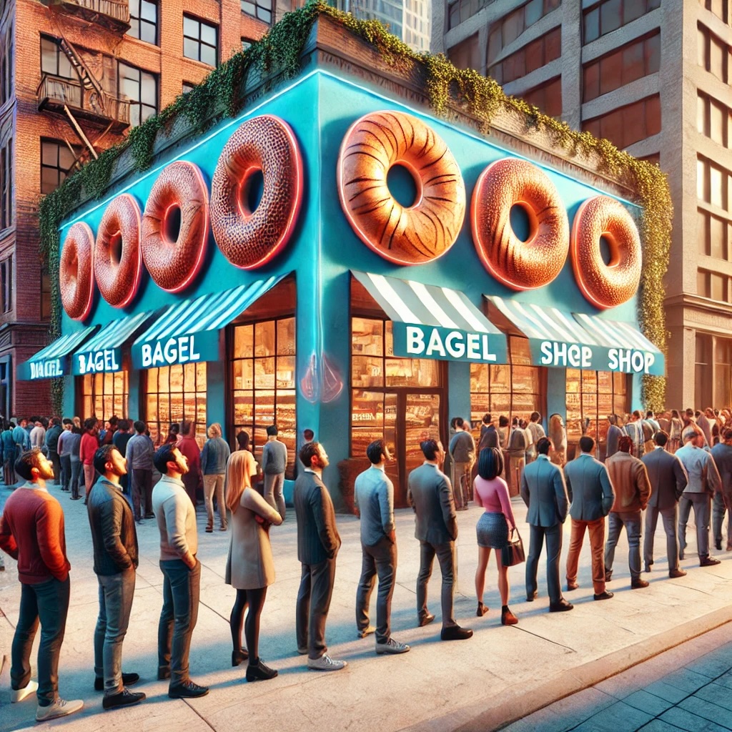Long Line Inside Herding in Queues: Why we Can’t resist Long Lines for Bagels