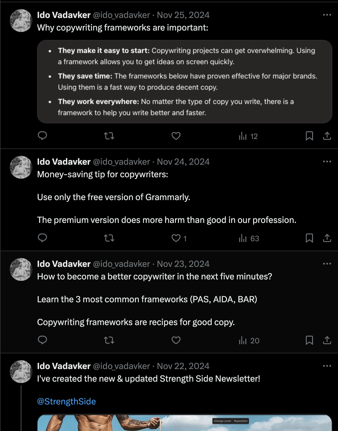 Screenshot of some daily dispatches