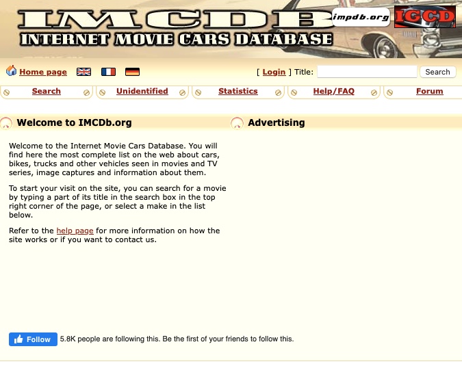 There’s no website like the Movie Cars Database,