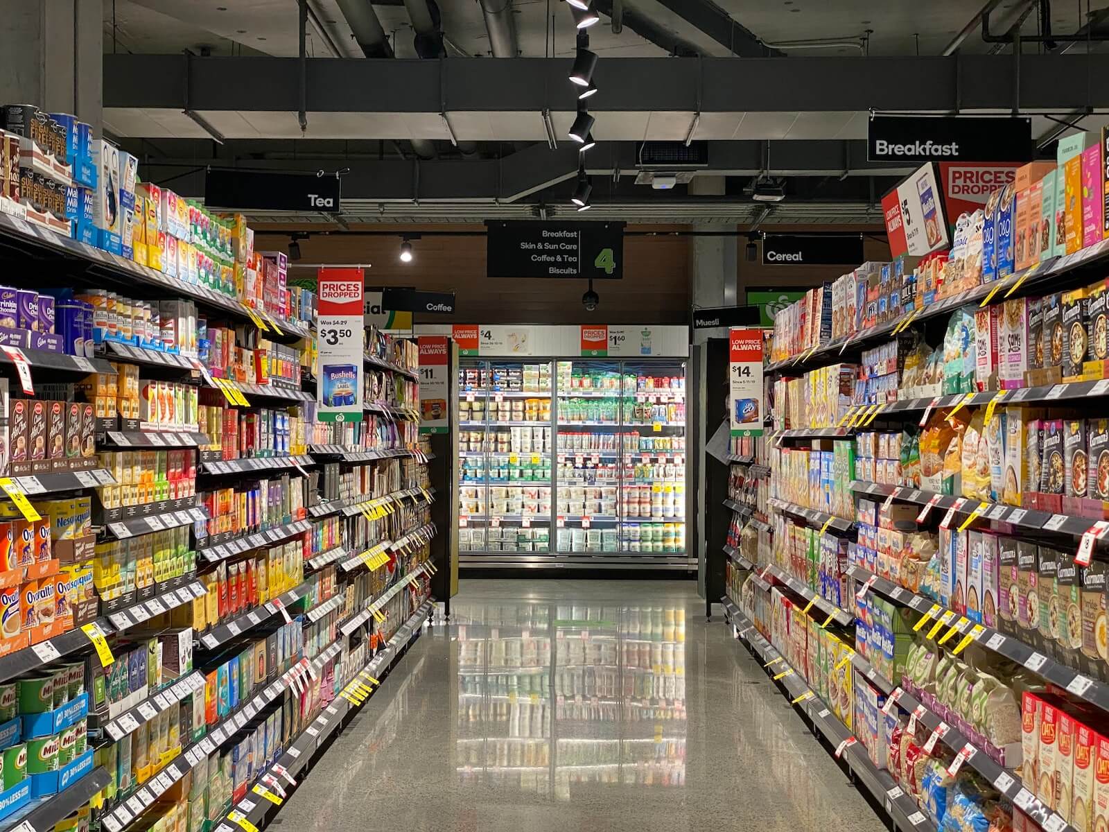 grocery store shelves