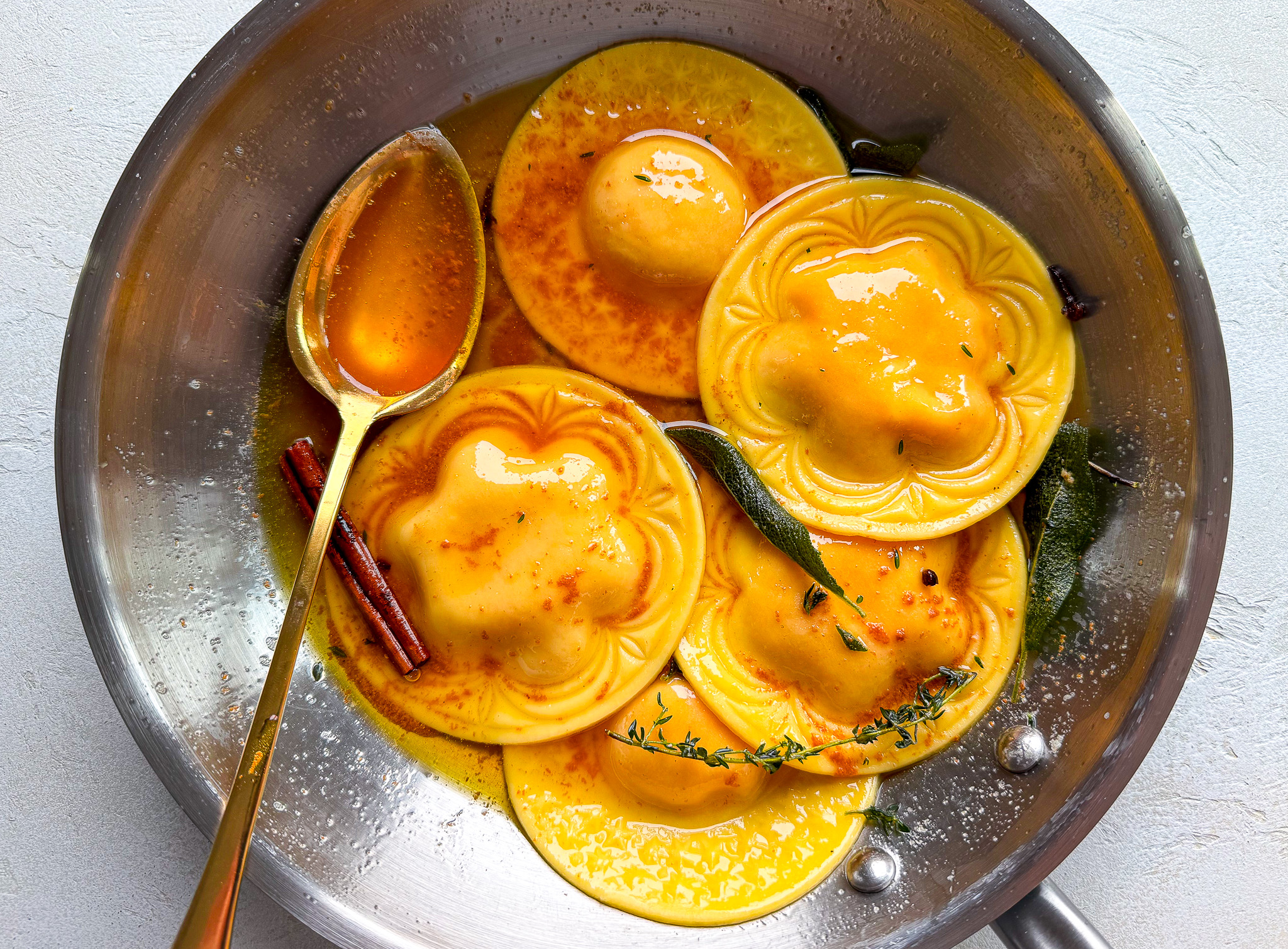 holiday-glam sweet potato ravioli - by Meryl Feinstein