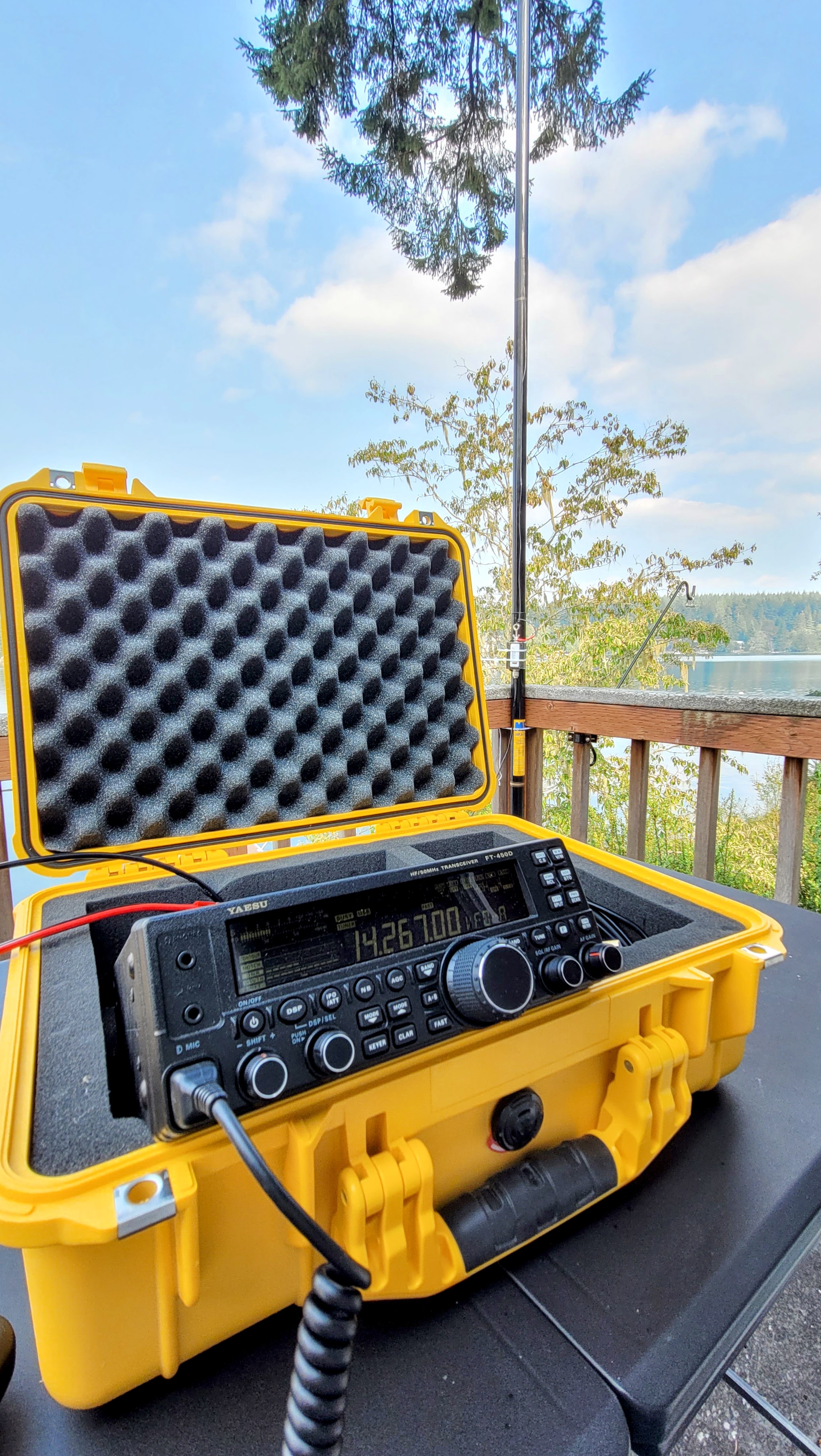 Set up on the deck with the Palomar OCF antenna as a vertical