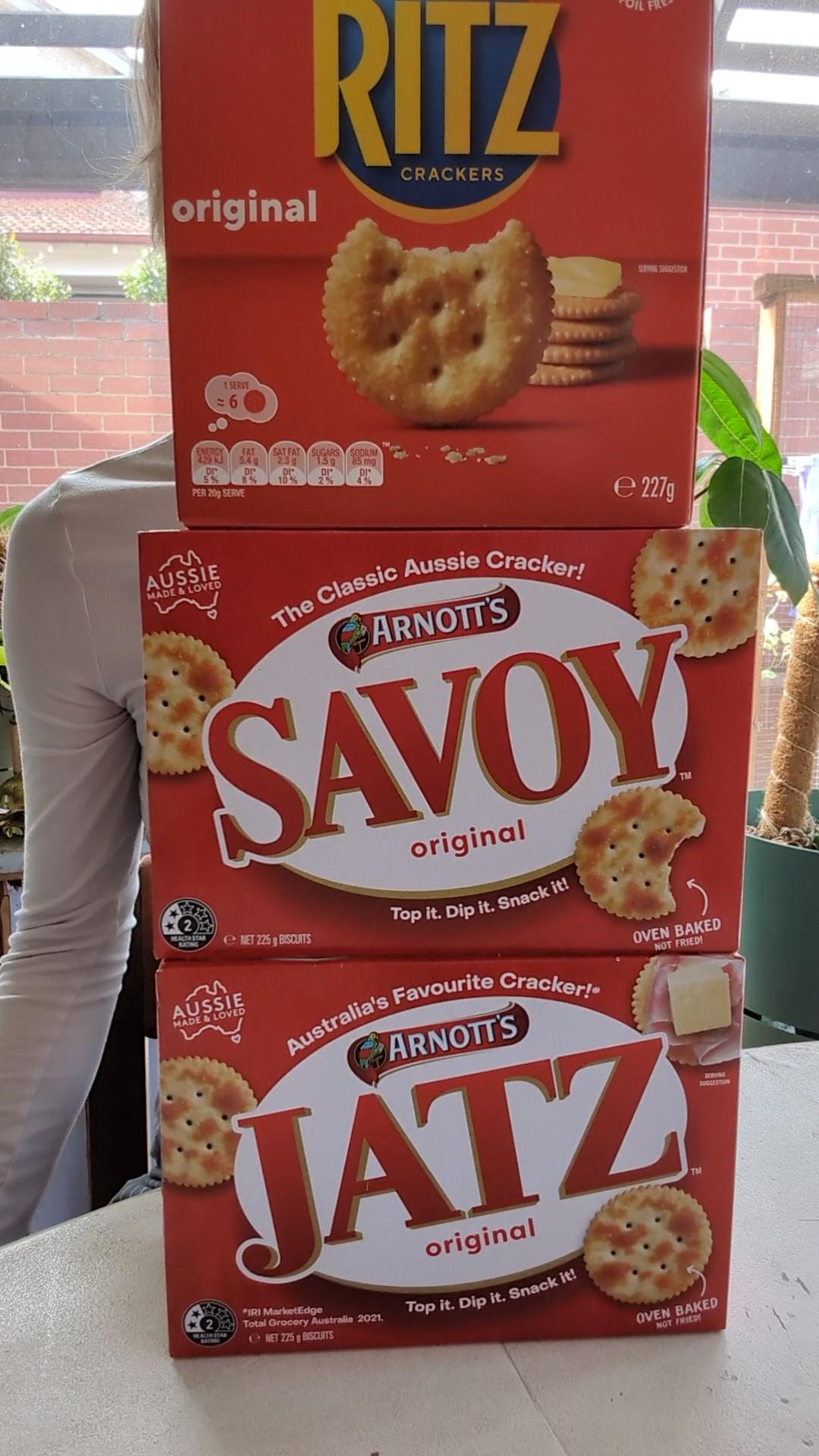 Red box cracker showdown Jatz v Savoy v Ritz by Samantha