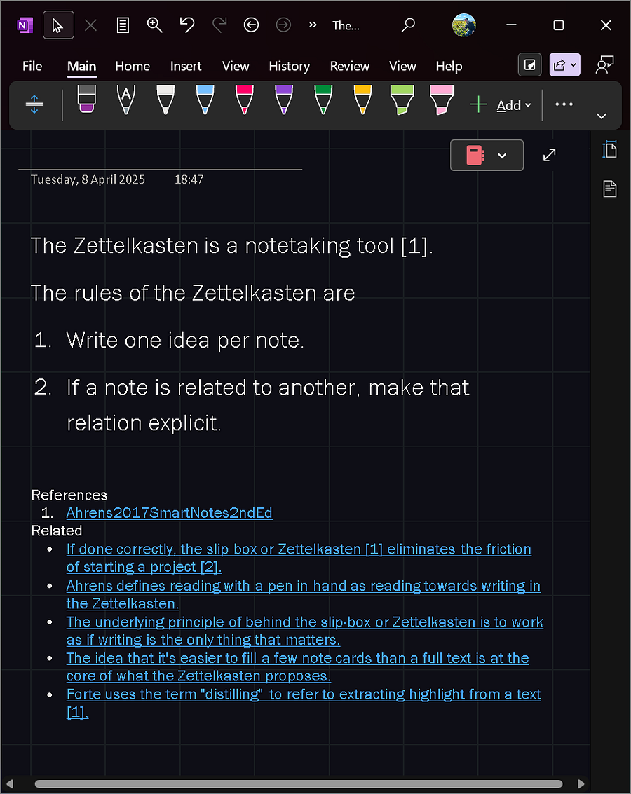 Two Years Using the Zettelkasten in OneNote
