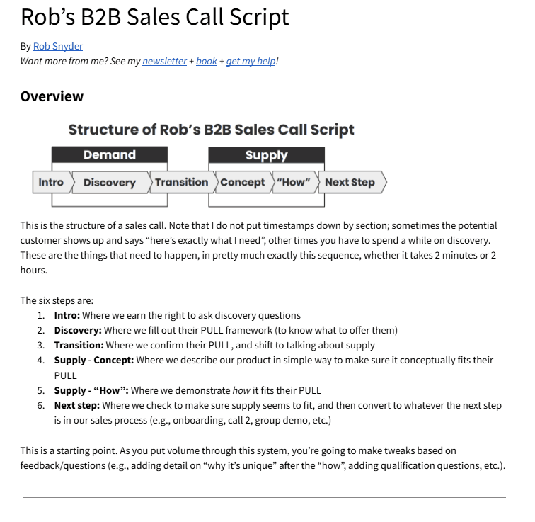 Business Call Script Example My Sales Call Script - by Rob Snyder