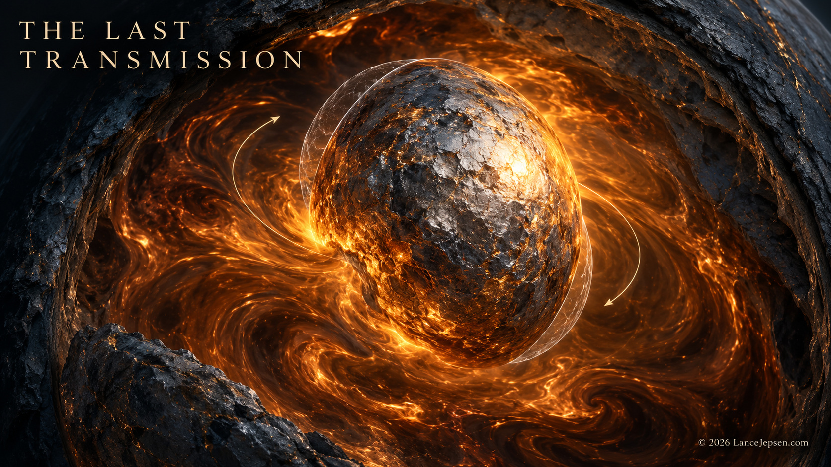 Conceptual illustration exaggerating an inner-core offset within the Earth