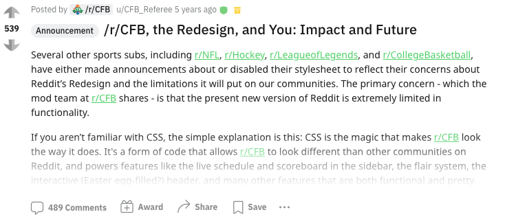 Image from What 5 years at Reddit taught us about building for a highly opinionated user