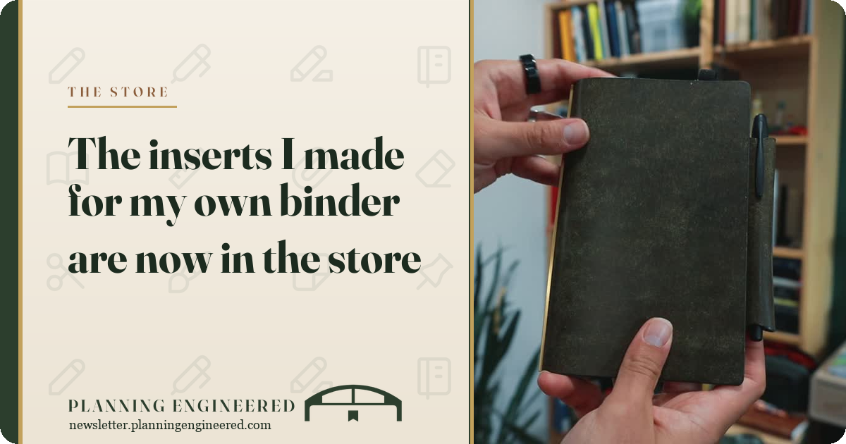The inserts I made for my own binder are now in the store