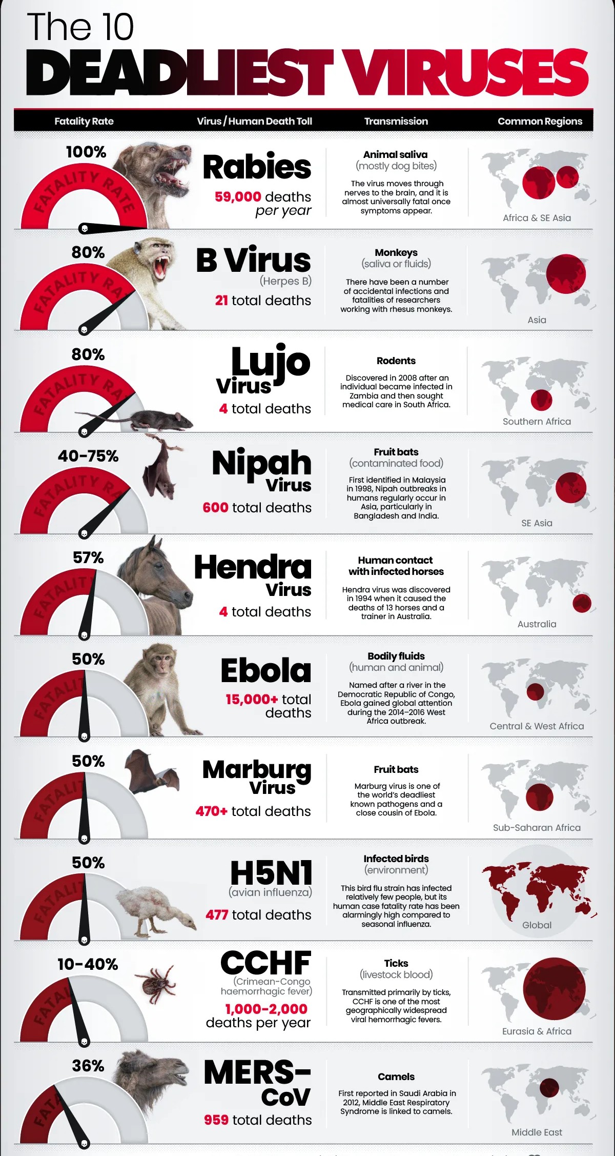 The World’s 10 Deadliest Viruses by Fatality Rate
