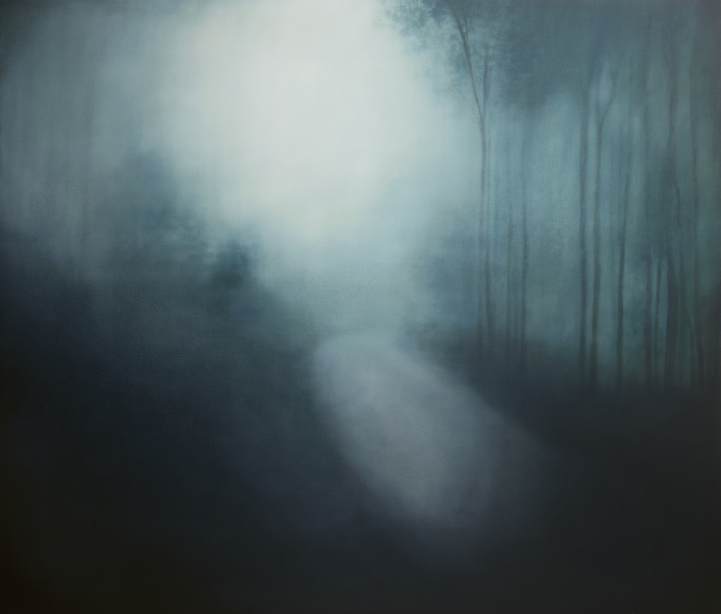 Misty woodland painting by Samantha Torrisi