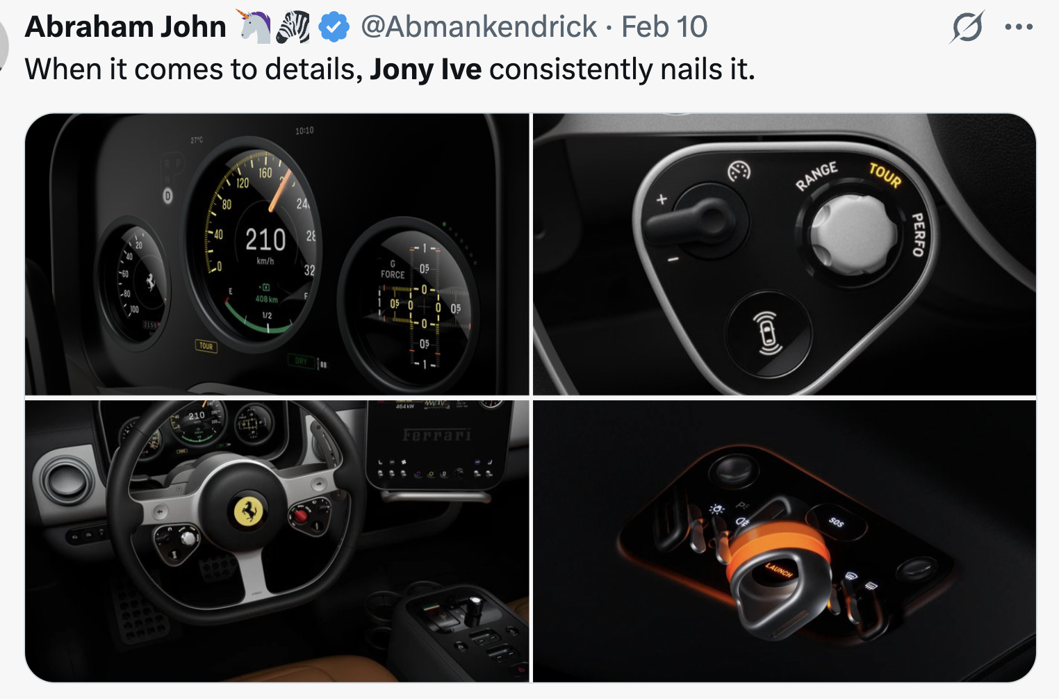 Ferrari Luce UX detail