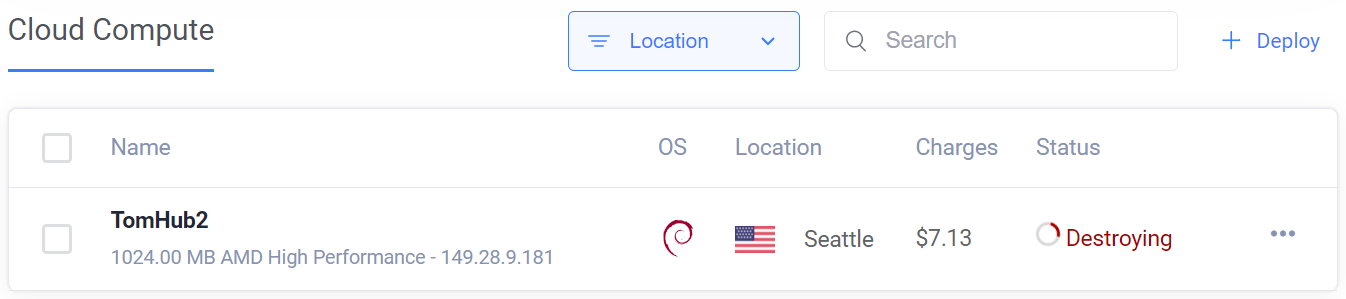 Destroying Vultr server