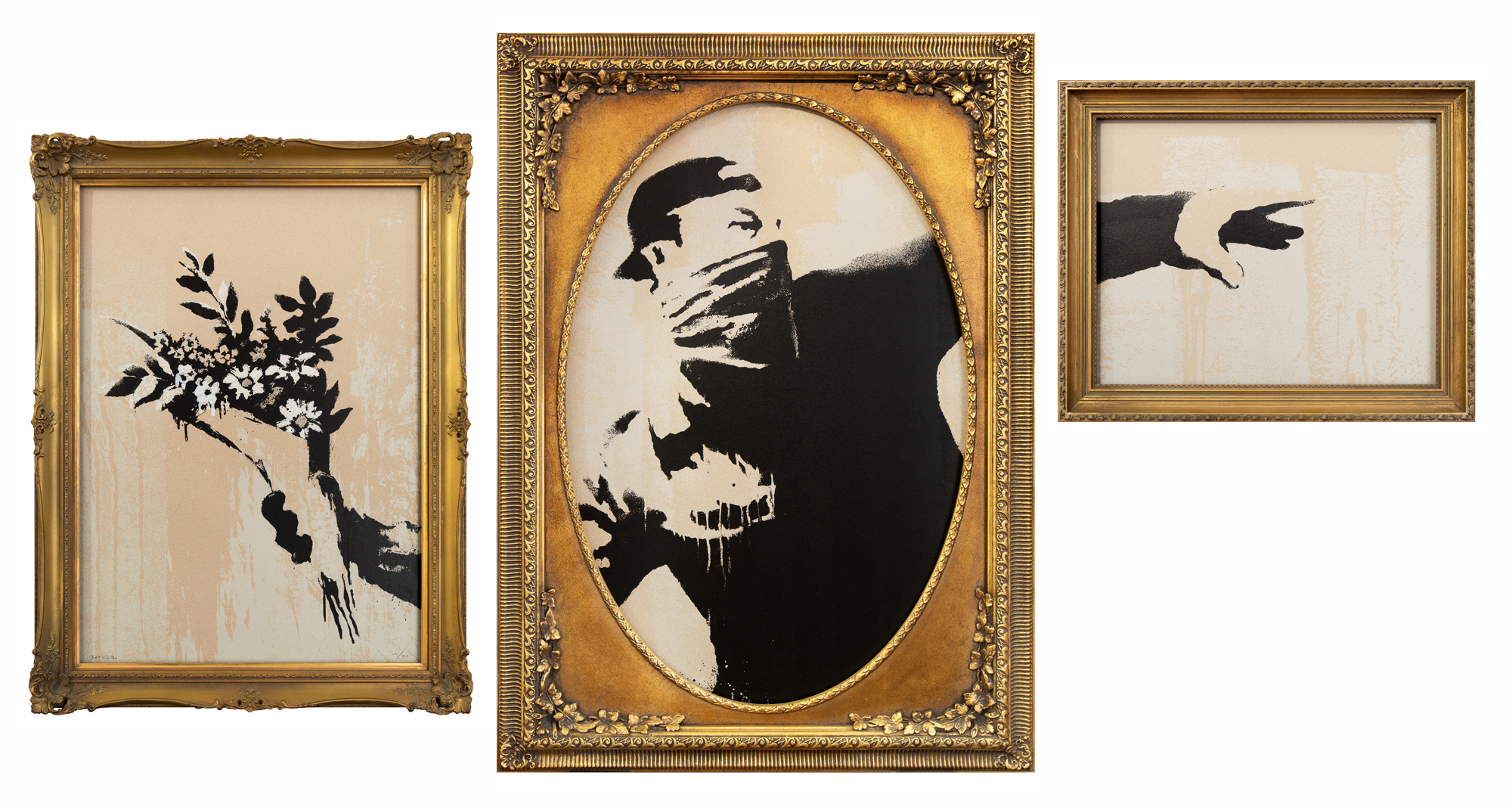 Banksy, Flower Thrower Triptych