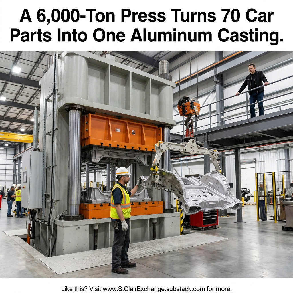 A 6,000-Ton Press Turns 70 Car Parts Into One Aluminum Casting
