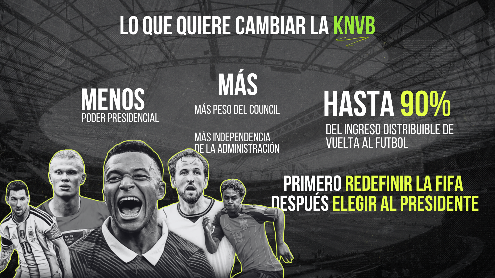 Lo que quiere cambiar la KNVB: menos poder presidencial, más peso del Council, más independencia de la administración y hasta 90% del ingreso distribuible de vuelta al futbol