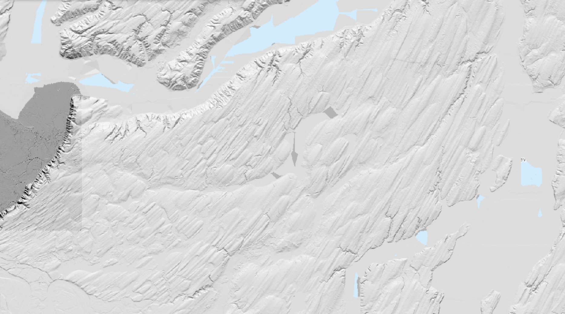 Lidar imaging shows features created by glaciation