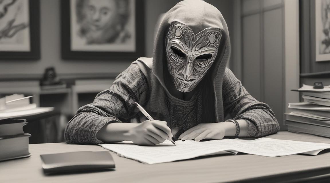 wearing a mask while writing