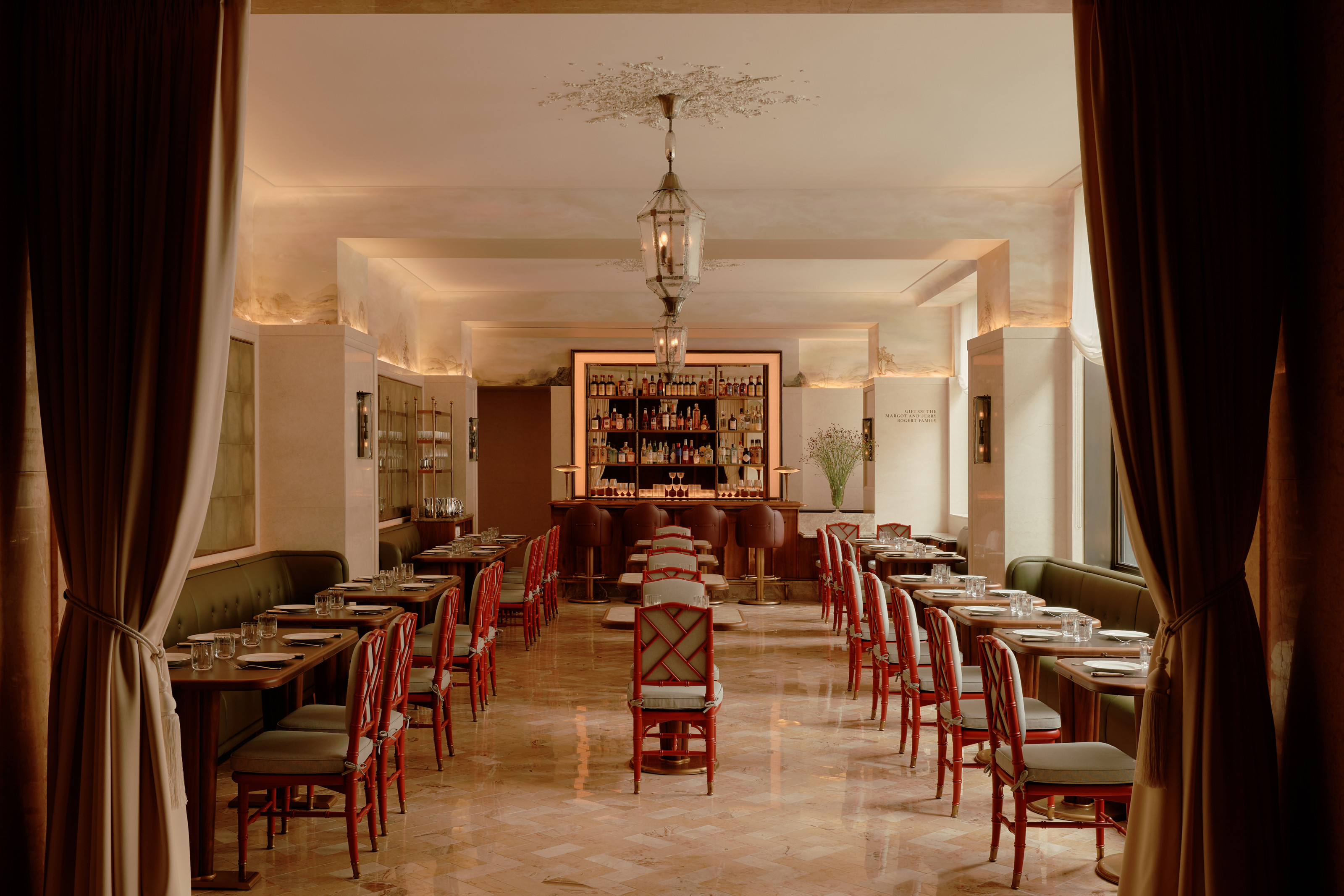 Trellis room in The Colony Club designed by Elsie De Wolfe | Westmoreland Cafe designed by Bryan O'Sullivan Studio, Photographed by William Jess Laird