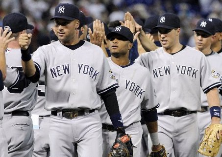 Yankees team after win