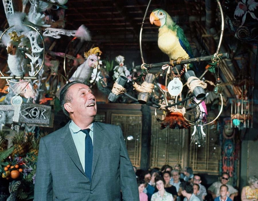 Walt Disney in the Enchanted Tiki Room. Image credit: Disney