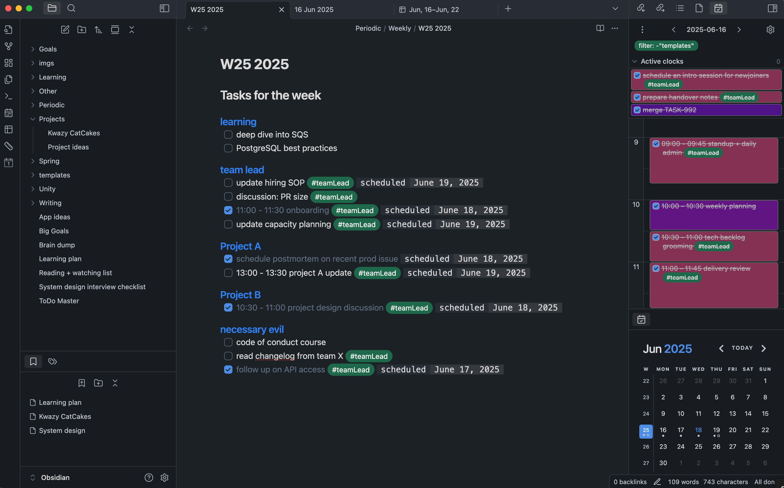 Simple time management with Obsidian - by Olga Biro