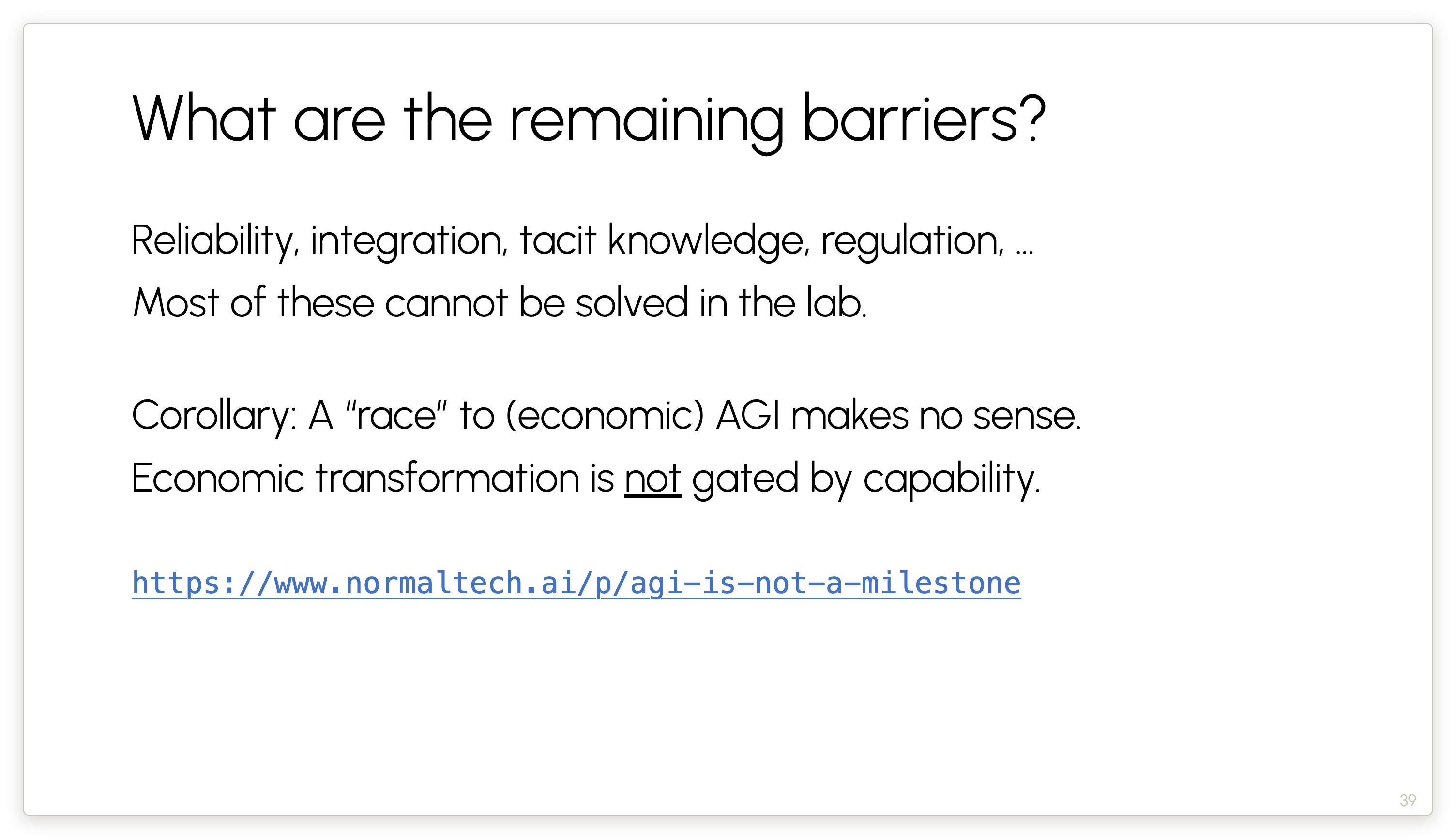 What are the remaining barriers?
