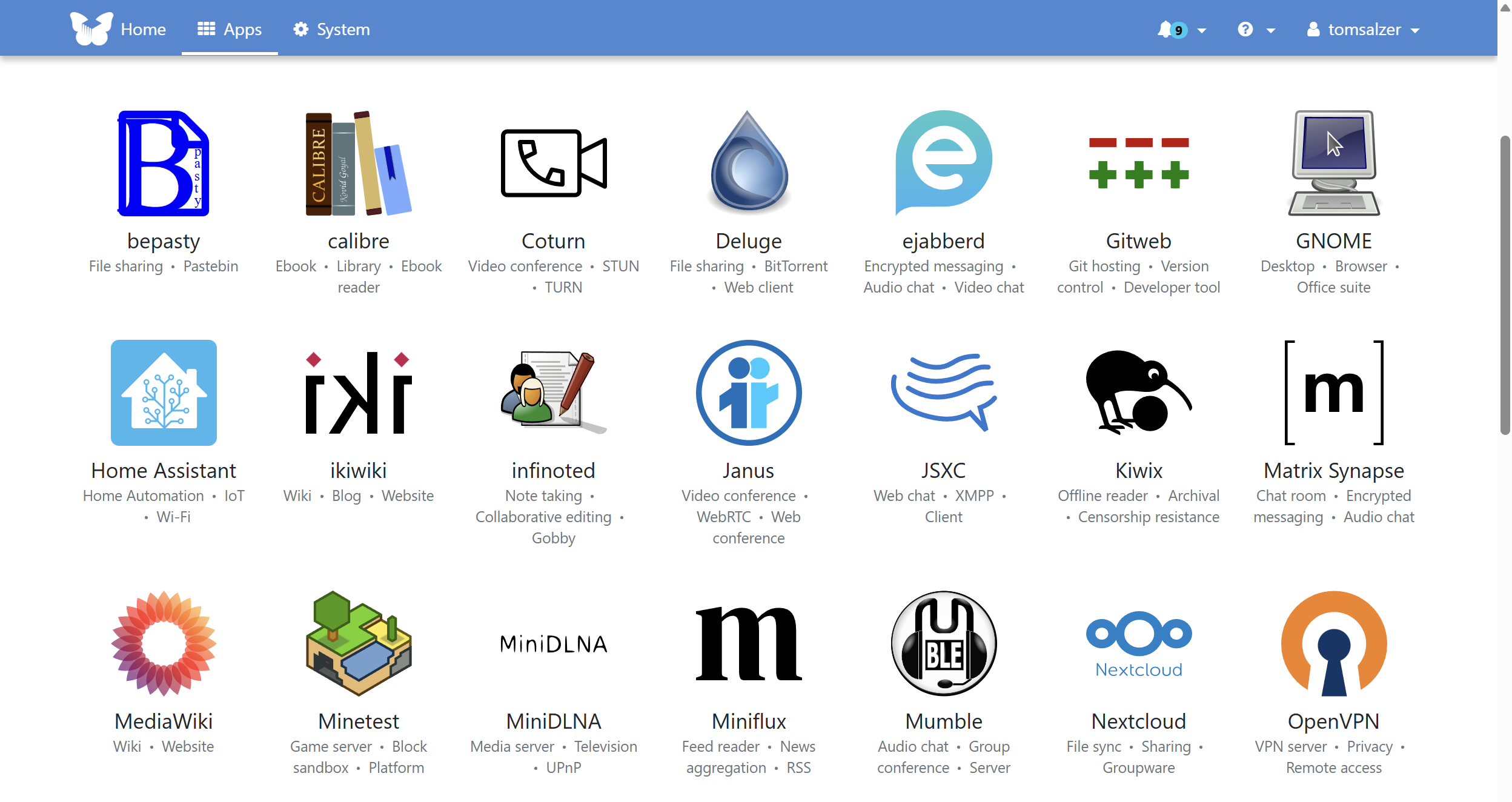 Apps available in Freedombox
