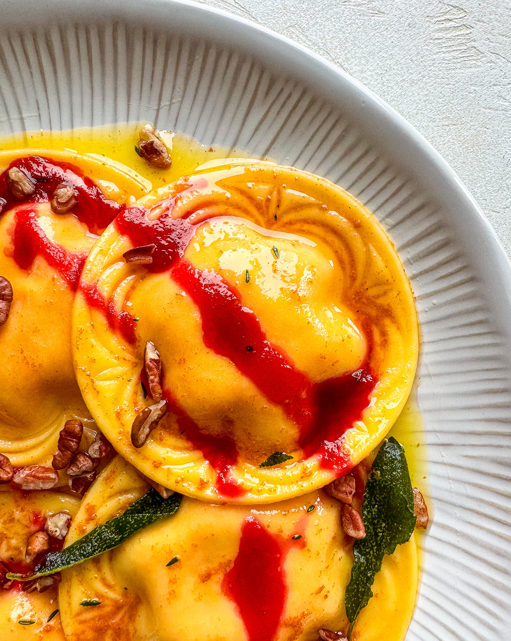 holiday-glam sweet potato ravioli - by Meryl Feinstein
