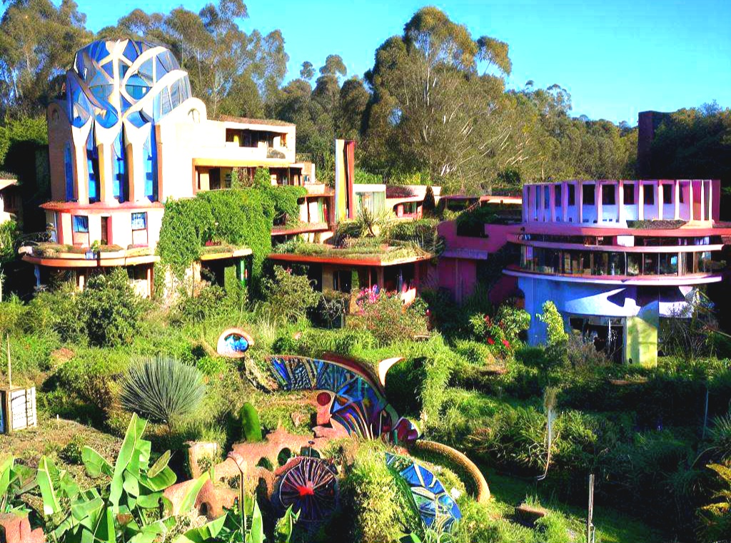The result of utilizing appropriate technologies to create our living spacing will be unique and efficient AI designed homes built with local materials and surrounded by productive & beautiful gardens providing us with most of our food & material needs.