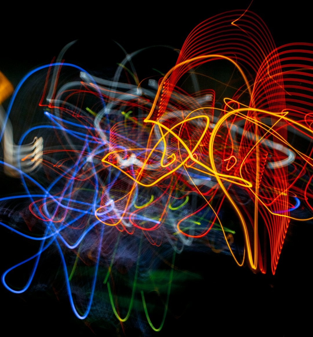 blue and red light streaks