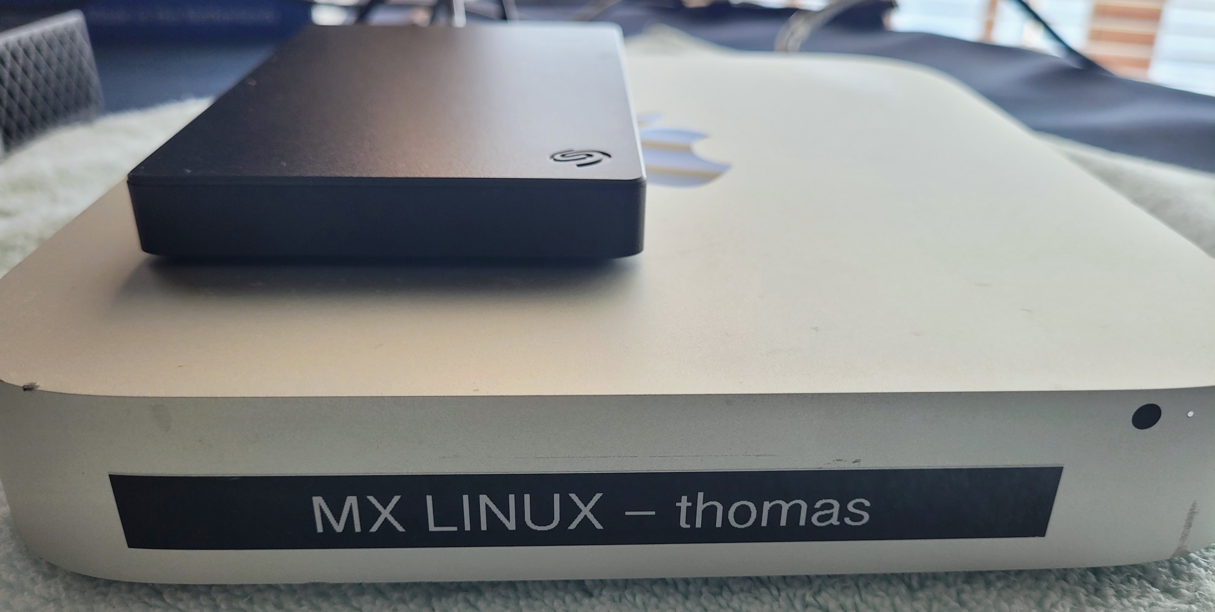 Label covers a nasty gouge in the front of the case