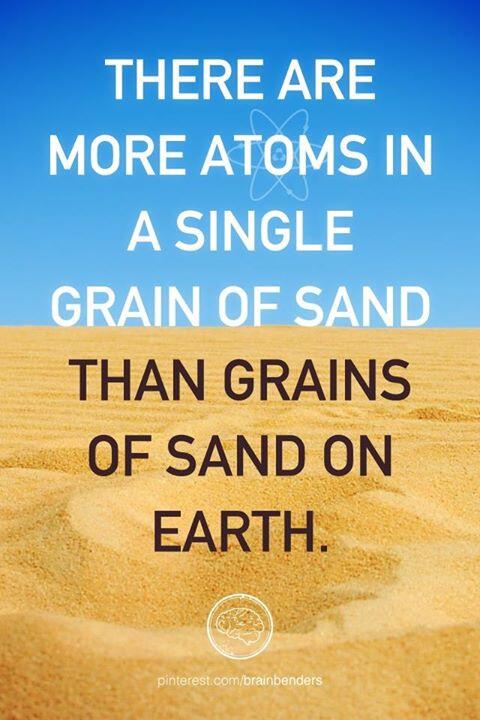 There are more #atoms in a single grain of sand than #grains of sand on Earth. BLOW YOUR MIND There are more #atoms in a single grain of sand than #grains of sand on Earth. BLOW YOUR MIND