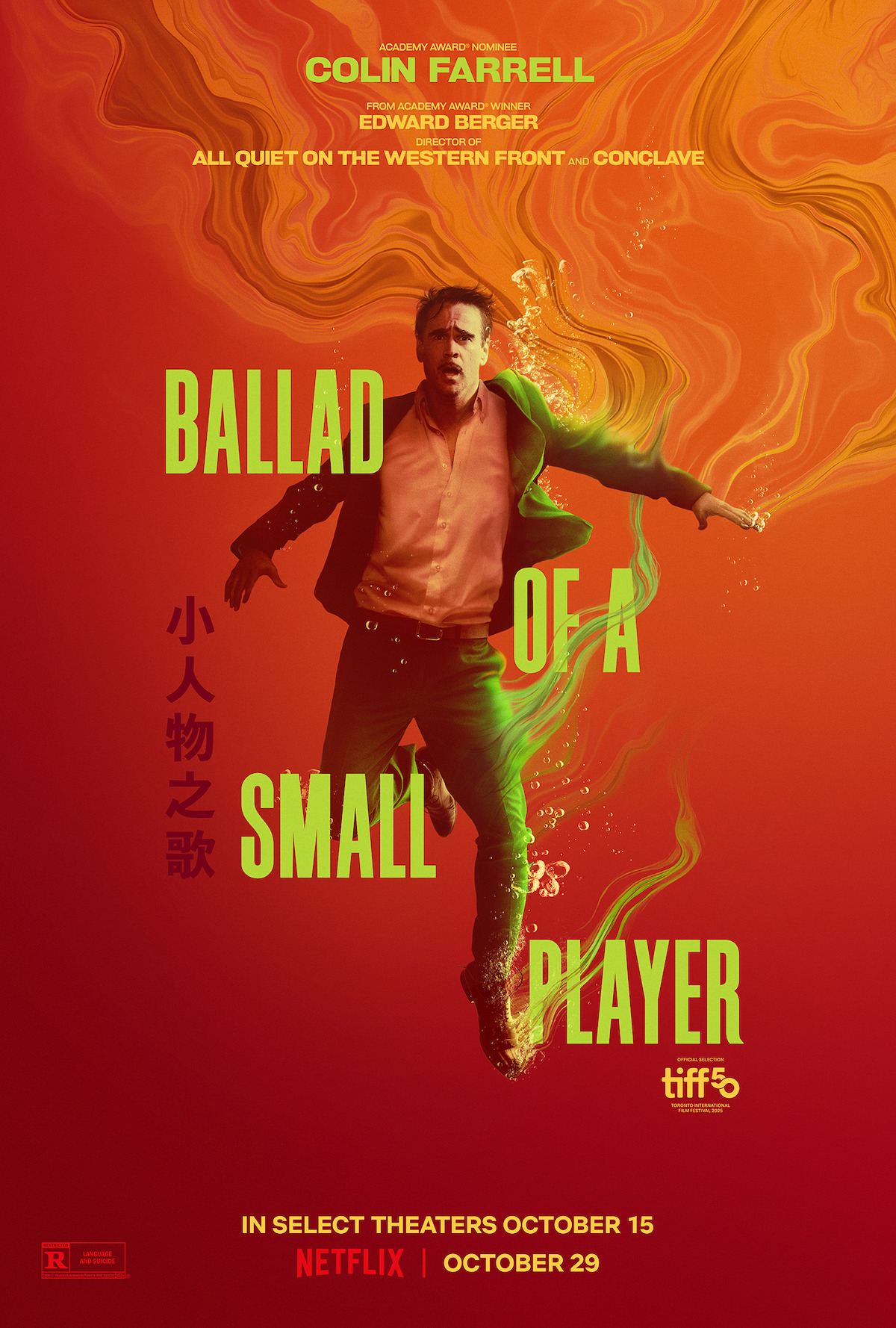 Key art for Ballad of a Small Player featuring Colin Farrell