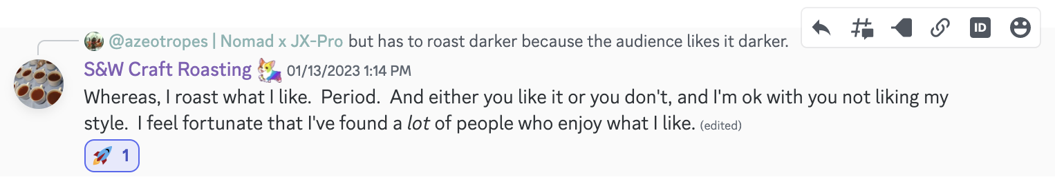 S&W Craft Roasting message