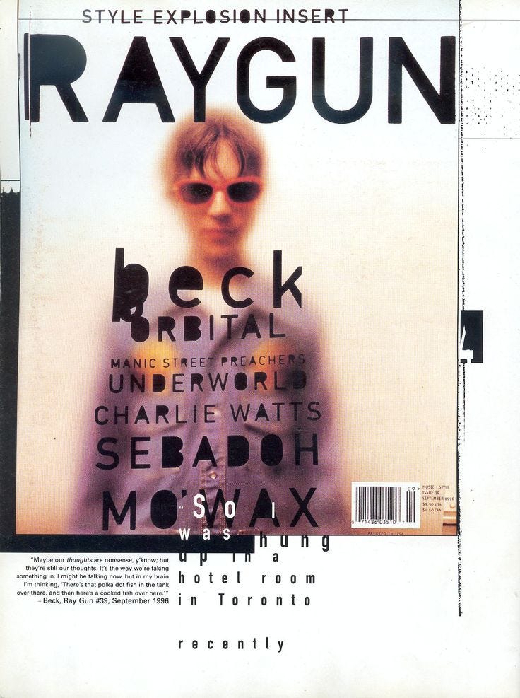 Beck on the cover of Ray-Gun Magazine (1996) Beck on the cover of Ray-Gun Magazine (1996)