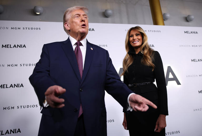 President Donald Trump beside his wife, the First Lady, at the opening of 'Melania', at the Kennedy Center. / Samuel Corum / Getty Images