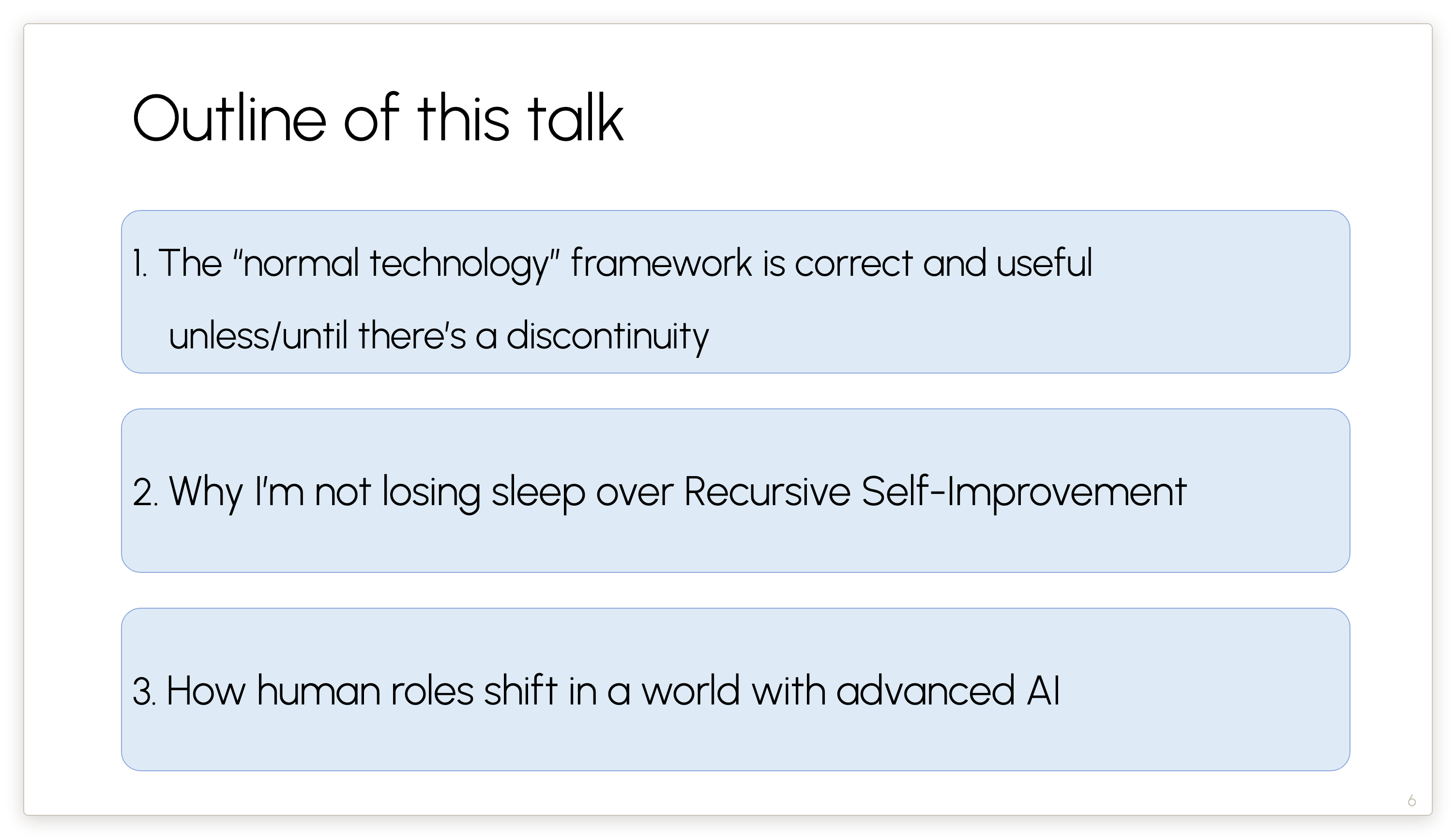 Outline of this talk