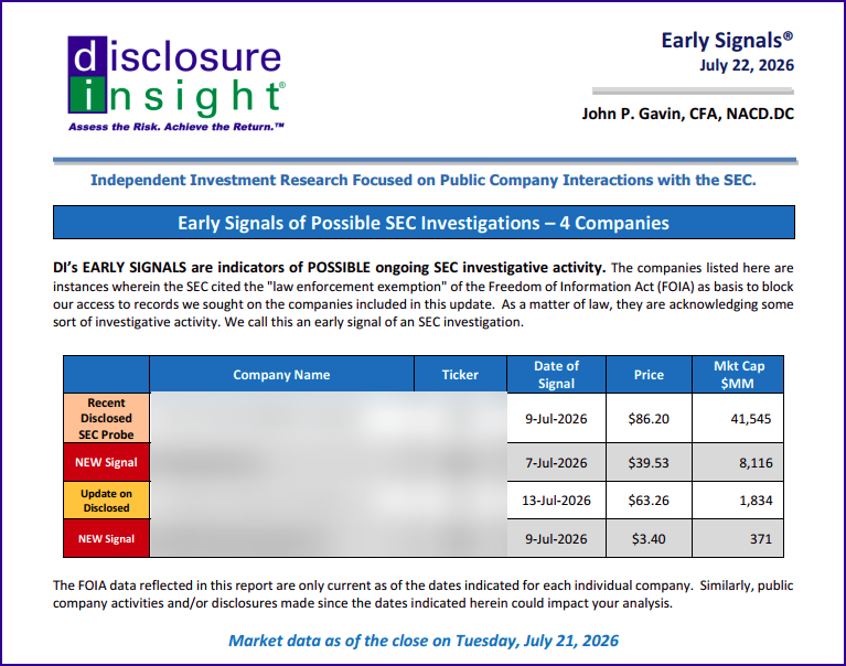 DI's Early Signals Report: July 22, 2026