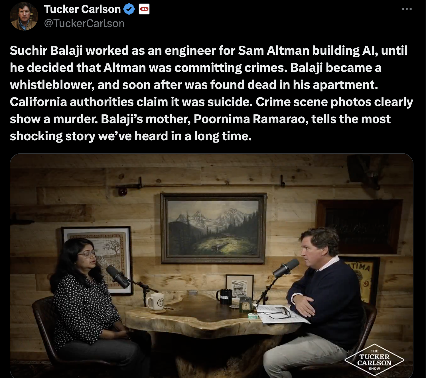 Tucker Carlson's Pulitzer Moment – Interviewing The AI Whistleblower's Mother