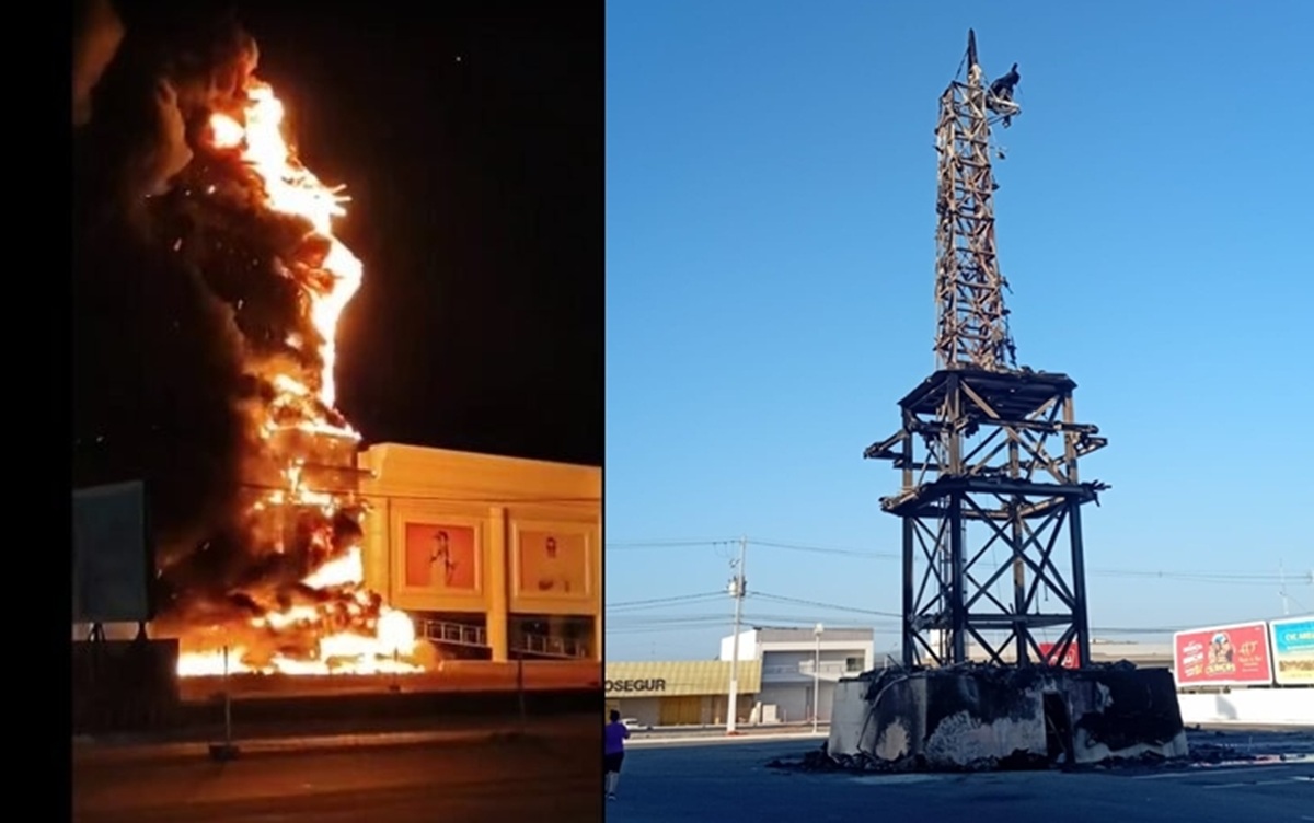 Estátua da Liberdade da Havan é destruída por incêndio criminoso em Petrolina