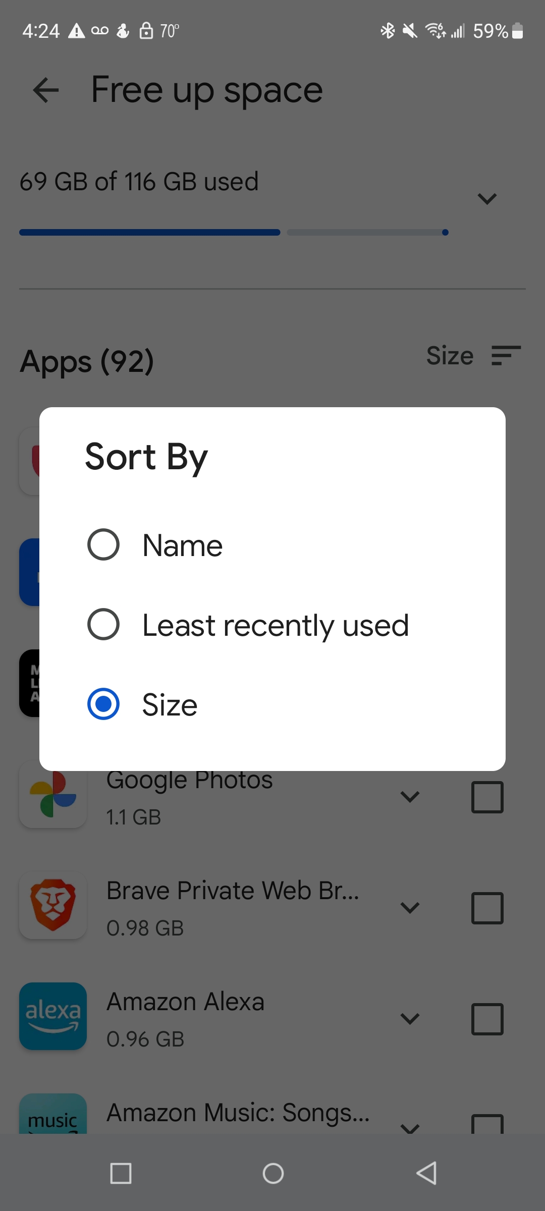 Free up space in Android