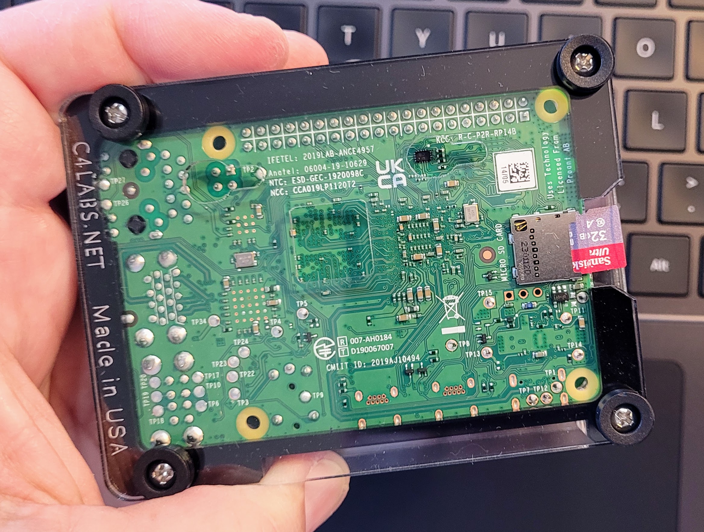 The microSD card with WPSD installed goes in the bottom of the hotspot