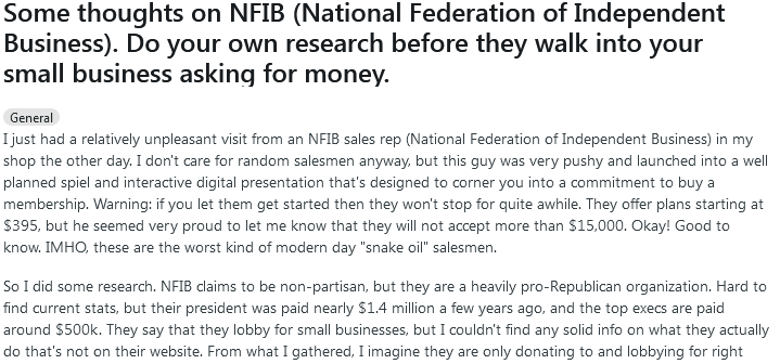NFIB: true, false, or scam? - by Marky Prime