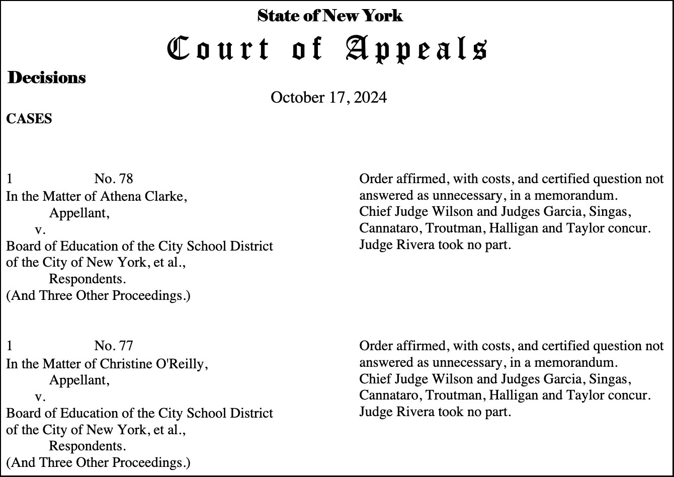 New York State Court of Appeals Rules Against Teachers in Clarke/O ...