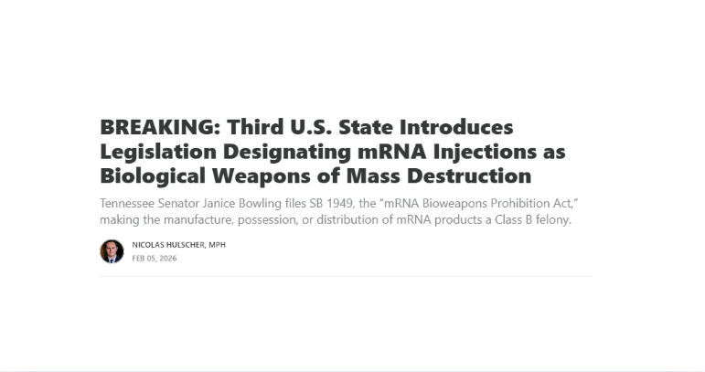 BREAKING: Third U.S. State Introduces Legislation Designating mRNA Injections as Biological Weapons of Mass Destruction