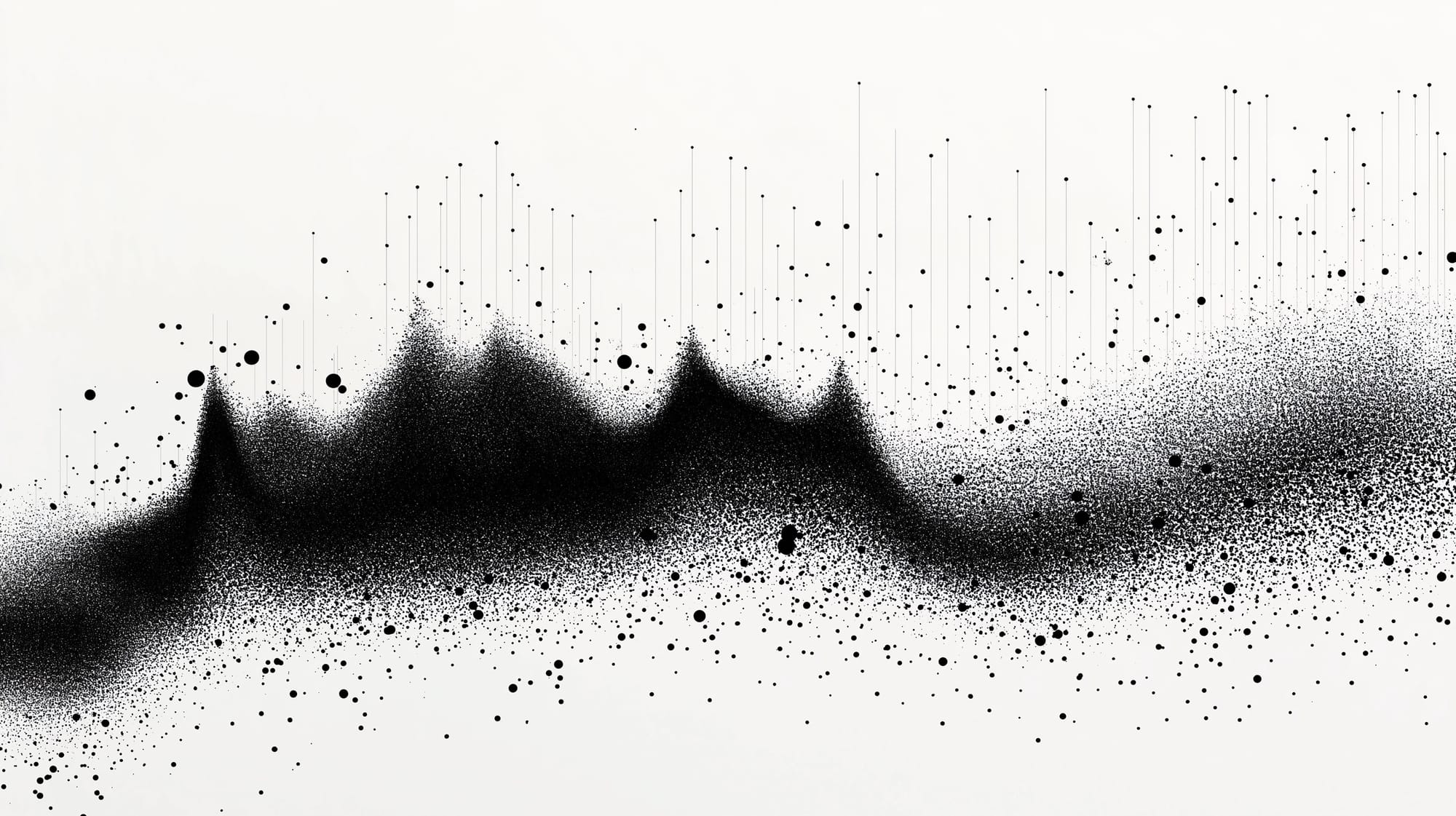"Exponential Chart in Black and White Pointillism --ar 16:9"