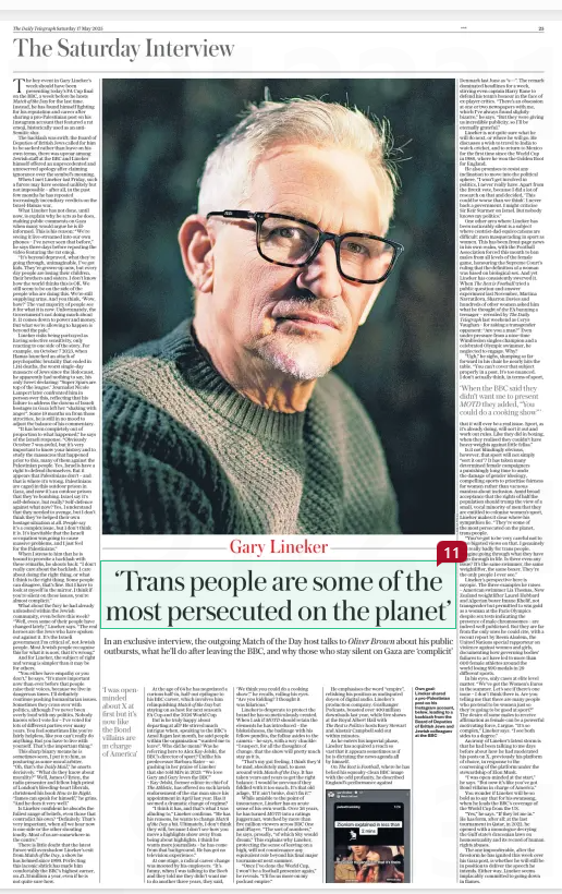 Gary Lineker interview in the Telegraph Gary Lineker interview in the Telegraph