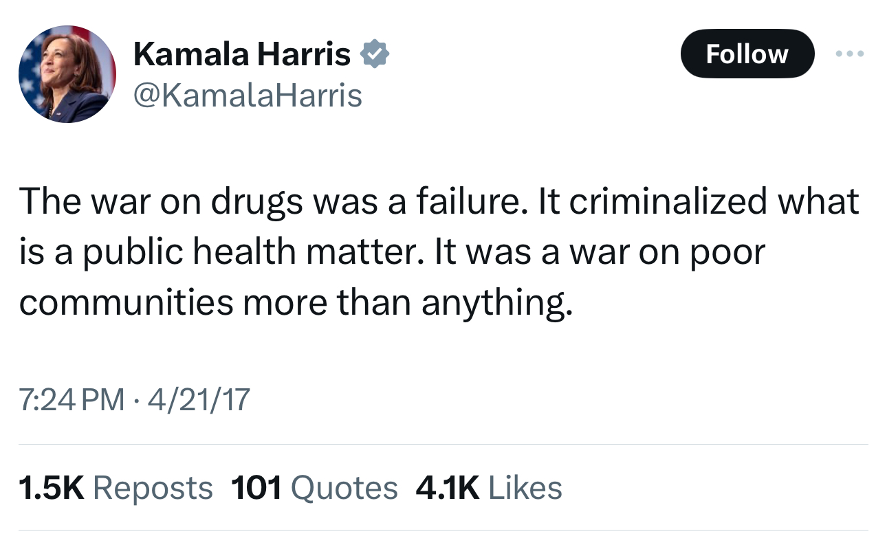Does Kamala Harris want to decriminalize fentanyl and other drugs and