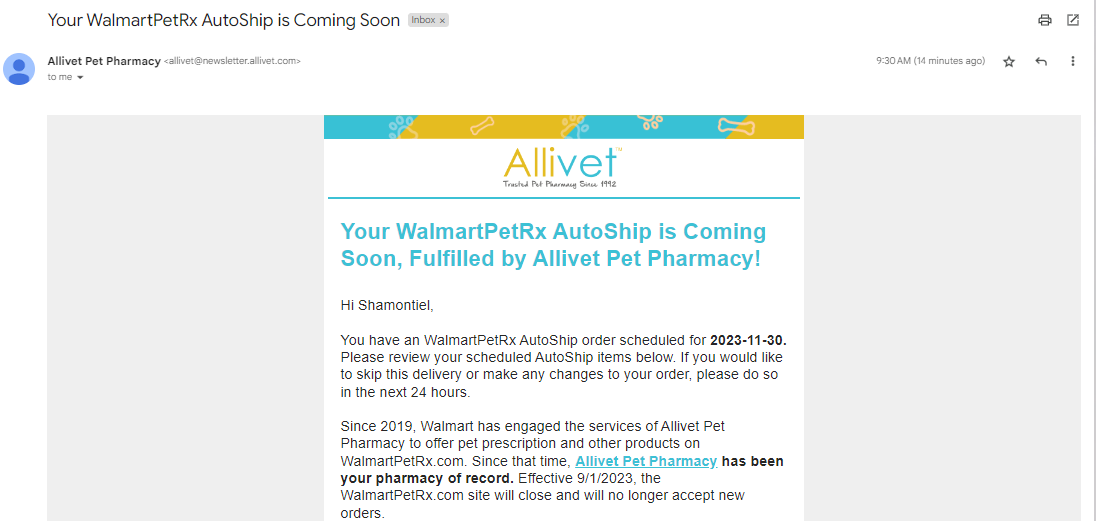 Allivet is repeating the reason Walmart PetRx failed